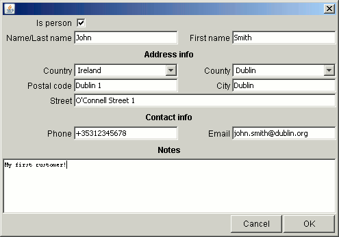 Add new/edit customer