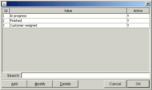 Dictionary entries list